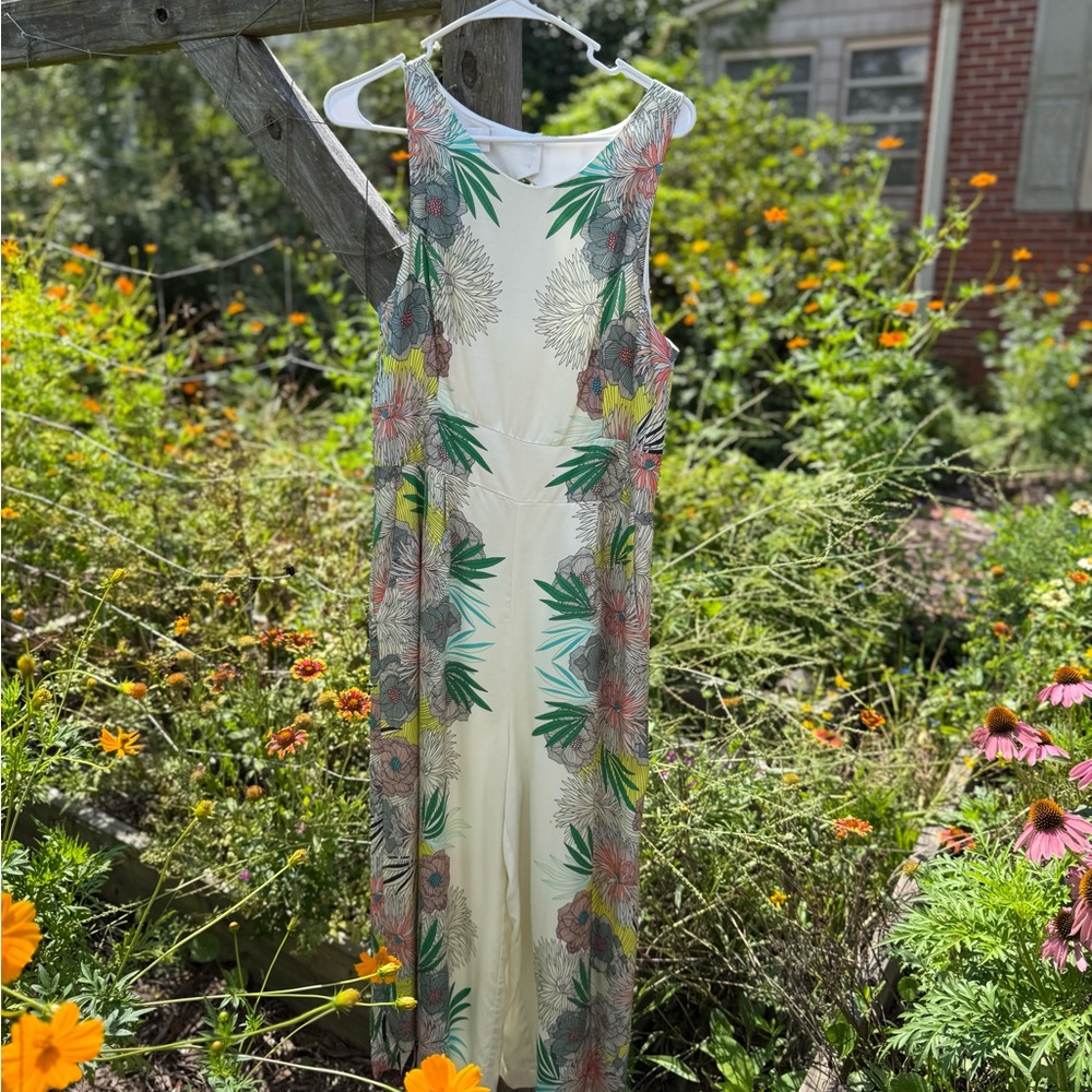 Floral Jumpsuit with Tropical Print